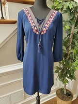 As U Wish Women Blue 100% Polyester V-Neck Long Sleeve Knee Length Dress Size L - £20.91 GBP