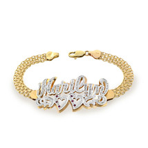 0.25 Carat Diamond &#39;Marilyn&#39; Name Personalized Bracelet 14K Two Tone Gold - $949.41