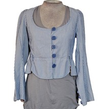 Blue and White Striped Blouse Size Medium  - £19.73 GBP