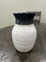 Studio Art Pottery Stoneware 8 in Vase Pot Hand Turned Blue Glaze Signed... - $462.19 MXN