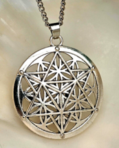 Pendentif fleur de vie étoile Merkaba 30 pouces déclaration géométrie... - £7.69 GBP