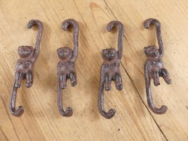 4 MONKEY HOOKS PLANT CAST IRON SMALL HOOK HANGER KETTLE HOOK VINTAGE JAP... - $18.99