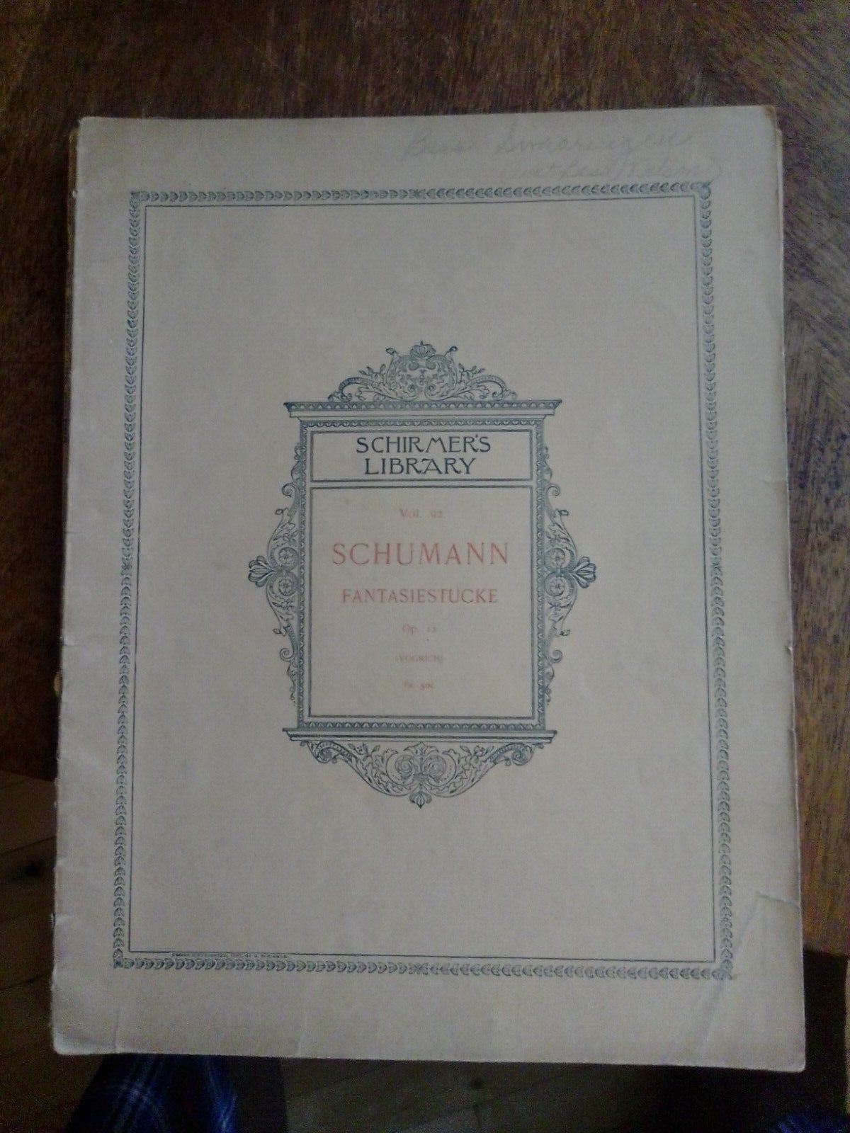 Schumann Fantasiestucke Op 12 Schirmer Piano Solo Music Book - $1.98