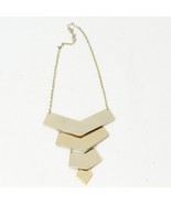 Chevron Necklace Gold Tone 4&quot; wide to .75&quot; wide chain is 15&quot; Long - $12.36 CAD