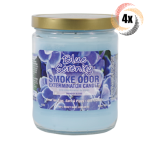 4x Jars Smoke Odor Blue Serenity Smoke Exterminator Candles | 13oz | 70 Hrs Burn - £40.37 GBP