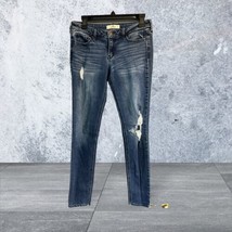 Hollister Jeans 7R Womens Juniors Blue Stretch Denim 28X31 Distressed Low Rise - £11.79 GBP