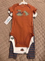 New Baby Boy Carter&#39;s 3-Piece DINOSAUR Bodysuit Pant Set 12 MONTHS - $17.81