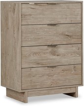 Signature Design By Ashley Oliah Contemporary 4 Drawer Chest, Natural Wood Grain - £259.98 GBP