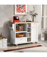 Kitchen Island Cart w/ Storage &amp; Wheels (White) - $278.99