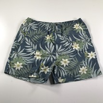 Tommy Bahama Mens Swim Trunks Shorts Large Blue Green White Flowers Mesh... - $14.83