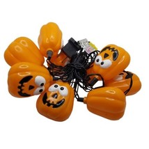 Halloween String Lights Plastic Blow Mold Pumpkins Jack O&#39; Lantern Happy Vintage - £19.93 GBP
