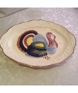 turkey platter ceramic holiday white multi color large 21 x 15 inch - $27.00