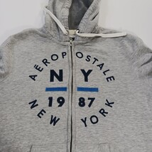Aeropostale Men's Gray Full Zip Drawstring Hooded Sweatshirt Size Medium image 4