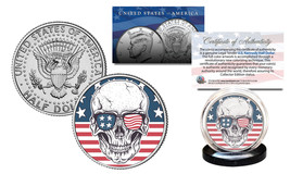 SKULL Official Legal Tender JFK Kennedy Half Dollar US Coin - Sunglasses US Flag - £6.70 GBP