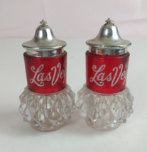 Vintage 1960s Cranberry Diamond Point Las Vegas Plastic Salt &amp; Pepper Sh... - $20.47 CAD