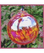 Hanging Glass Ball 4&quot; Clear Glass with Red and Yellow Specks (1) HB32 - $21.26 CAD
