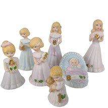 7pc Set Growing Up Blonde Birthday Girl Figurines 1980s Enesco Birth 1 4 5 6 8 9 - £26.54 GBP