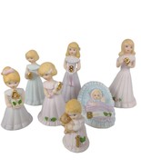 7pc Set Growing Up Blonde Birthday Girl Figurines 1980s Enesco Birth 1 4... - £26.63 GBP