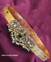 Indian Bollywood Style Gold Plated Kamar Bandh Waist Belt CZ Green Jewel... - £129.40 GBP