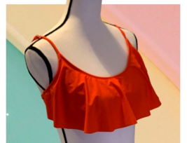 Old Navy Womens Ruffle Bandeau Bikini Swim Top Size L Red No Padding - £5.48 GBP