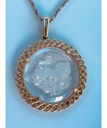 Crown Trifari Zodiac Leo Gold Plated Pendant Necklace Intaglio Medallion... - $1,198.96 MXN
