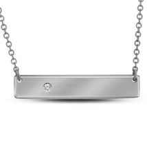 10kt White Gold Womens Round Diamond Rectangle Bar Necklace .02 Cttw - £205.59 GBP
