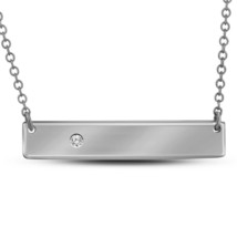 10kt White Gold Womens Round Diamond Rectangle Bar Necklace .02 Cttw - £202.95 GBP