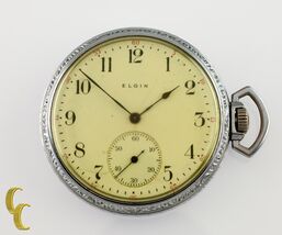 Nickel Elgin Antique Open Face Pocket Watch Grade 302 Size 12 15 Jewel - $262.35