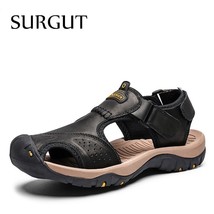 New Men Summer Sandals Leather  New Beach Men Sandals Breathable Slippers High Q - £47.02 GBP