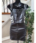 Fashion Nova Black Aldari Faux Leather Sleeveless Top &amp; Skirt 2 Pc&#39;s Set... - £26.44 GBP