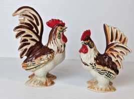 Vintage Napco Japan  Farmhouse Roosters Ceramic Salt &amp; Pepper Shakers Fi... - $14.84