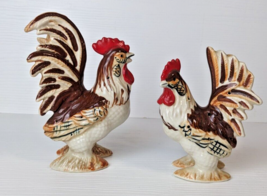 Vintage Napco Japan  Farmhouse Roosters Ceramic Salt &amp; Pepper Shakers Fi... - £11.60 GBP