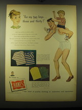 1948 Hanes Shirts and Fig Leaf Briefs Ad - For my two boys.. Three and thirty - $18.49
