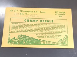 Vintage Champ Decals No. HB-317 M&amp;STL Boxcar Red Lettering Set HO - $14.95