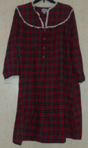 Excellent Womens Lanz Of Salzburg Red Plaid Flannel Knee Length Nightgown Size L - £29.86 GBP