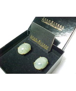 JOAN RIVERS Classics Collection Large Green Stone Cabochon Clip-on EARRINGS - £40.12 GBP