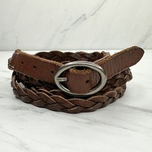 American Eagle Outfitters Brown Braided Woven Leather Belt Size Large L Womens - £15.48 GBP