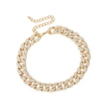 CZ Rhinestone Curb Cuban Link Chain Choker - £47.10 GBP