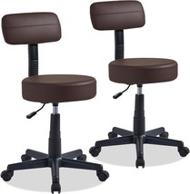 Vecelo Armless Chair Rolling Stool With Backrest For Garage Shop, Set Of 2 - $116.93