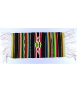 Vintage 20&quot; x 9&quot; Mexico Wood Serape, Bright colors, Loose Fringe, Hand Made - £21.64 GBP