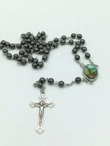 st.Saint Michael Archangel Rosary Hematite San Miguel arcángel Necklace Jesus - £9.49 GBP