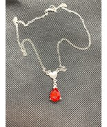 Women&#39;s Girl&#39;s Red Jewel and Heart Charm Beaded Chain Necklace Scholastic - £3.03 GBP