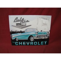 Vintage Chevy Bel Air 1957 Tin Metal Sign Classic Car Garage Shop Auto Wall - $29.69