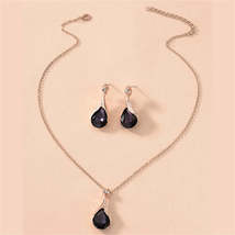 Purple Crystal &amp; 18K Rose Gold-Plated Teardrop Earrings &amp; Pendant Necklace - £11.25 GBP