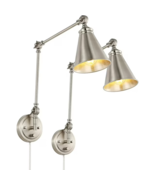 Pack of 2 WINGBO Nickel Swing Arm Wall Mounted Lamp Modern Adjustable Sc... - $69.13 CAD
