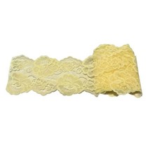 Double Scalloped Lingerie Yellow Floral Lace Trim Roll 4” Wide 5 yds Stretch VTG - £11.24 GBP