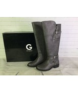 G by Guess Hilight Moto Riding Boot Knee Hi Faux Leather Grey Womens Siz... - £49.67 GBP