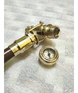Vintage Brass Hidden Telescope With Clock Head Handle Wooden Walking Sti... - £29.90 GBP