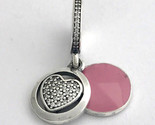 Authentic PANDORA Devoted Heart, Pink Enamel &amp; Clear CZ Charm, 792149EN2... - $37.99