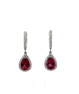 Diamond Rubellite Tourmaline Drop Earrings 18k 2.93 TCW Certified $5,950... - £1,968.03 GBP